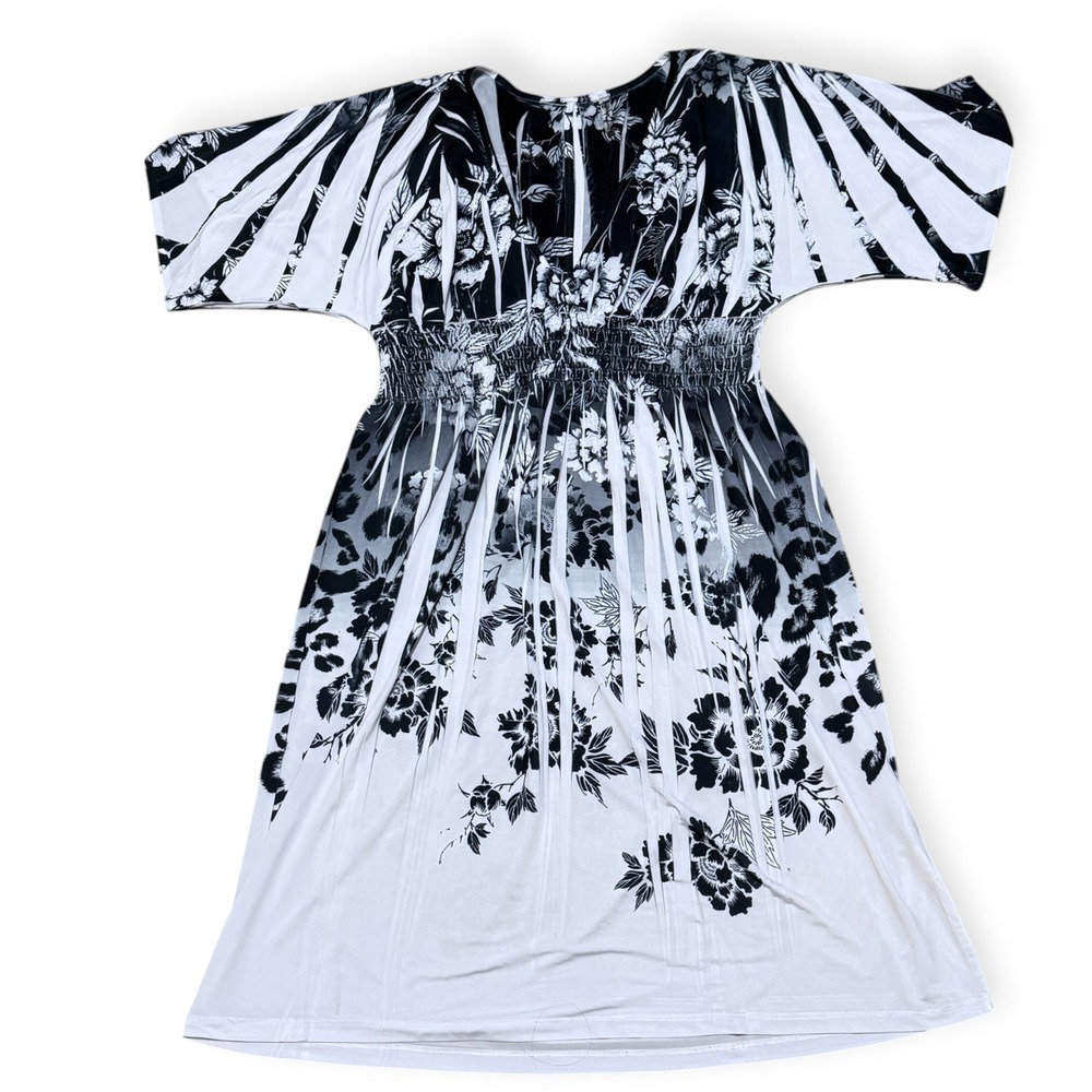 Y2K Babydoll Kimono Sleeve Smocked Dress XL Cyber Fairy Grunge Whimsigoth 90s